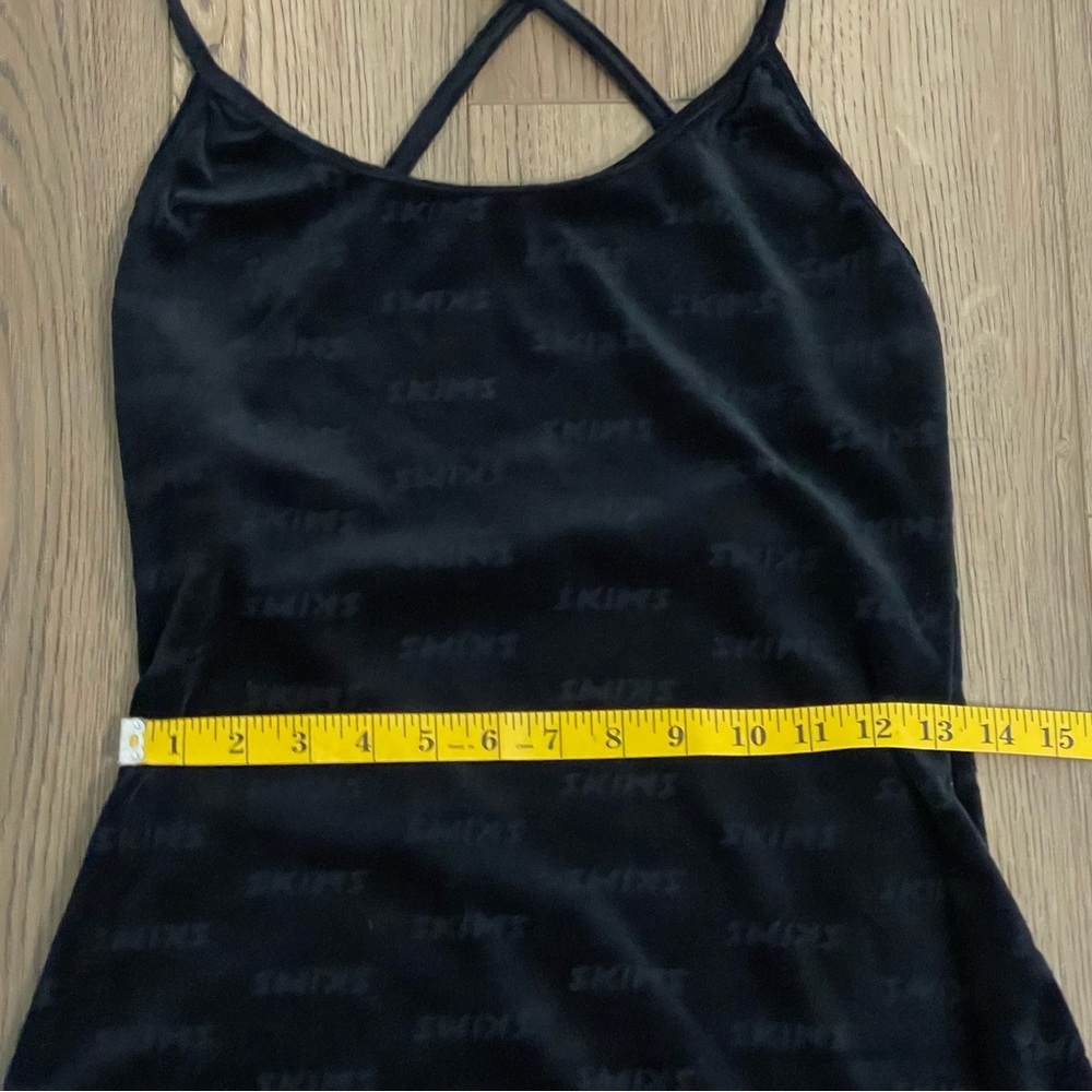 SKIMS Logo Velour Slip Dress Black - Picture 12 of 12